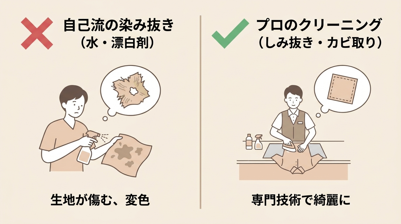 カビ・シミのNG対処と推奨対処の対比