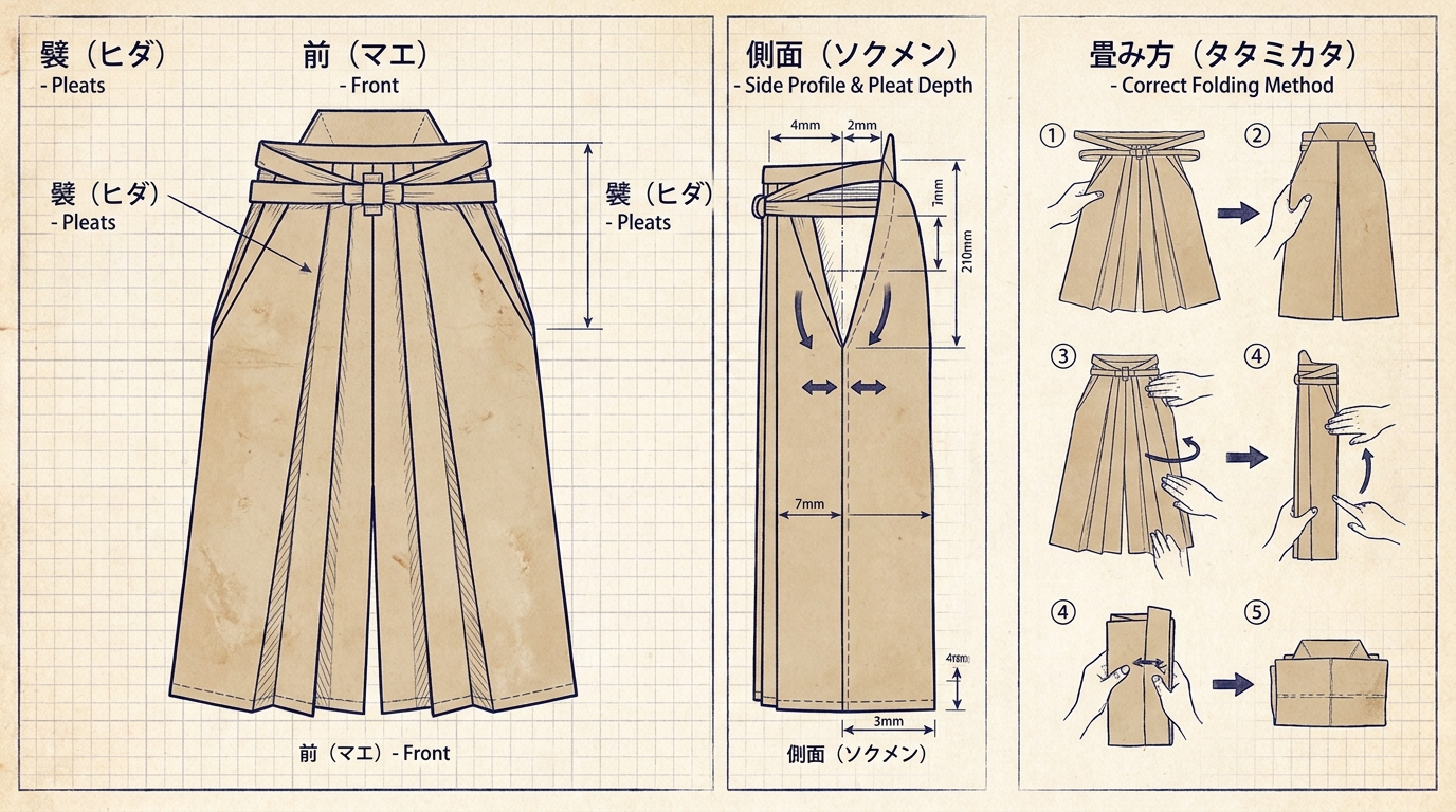 袴のプリーツ構造と保管時の畳み方