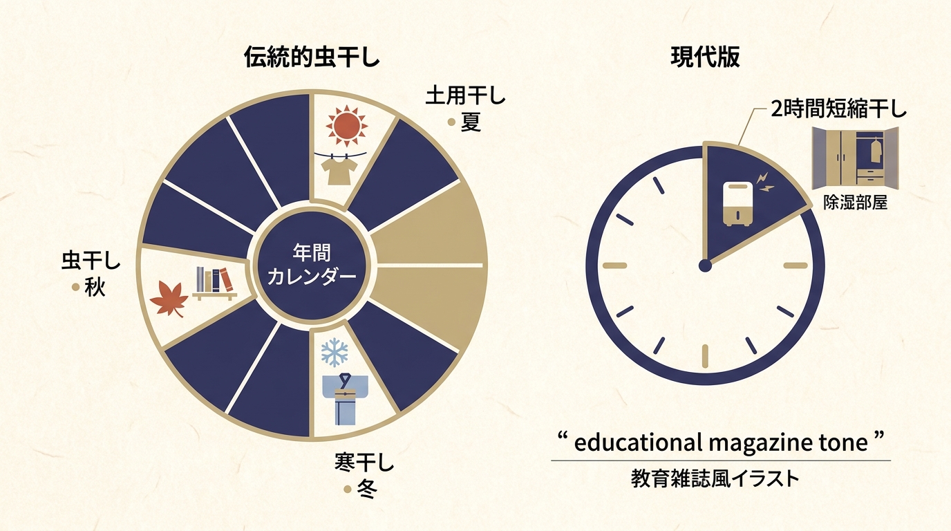 虫干しの年間スケジュール（土用干し・秋干し・寒干し）