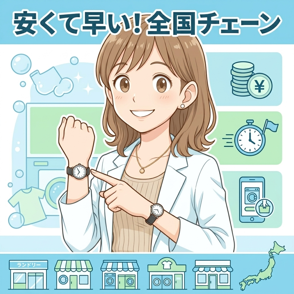 津市内で安さと早さを重視して利用できる主要な全国クリーニングチェーンの比較スライド