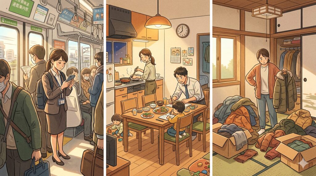 ライフスタイル別のクリーニング利用シーンのイラスト