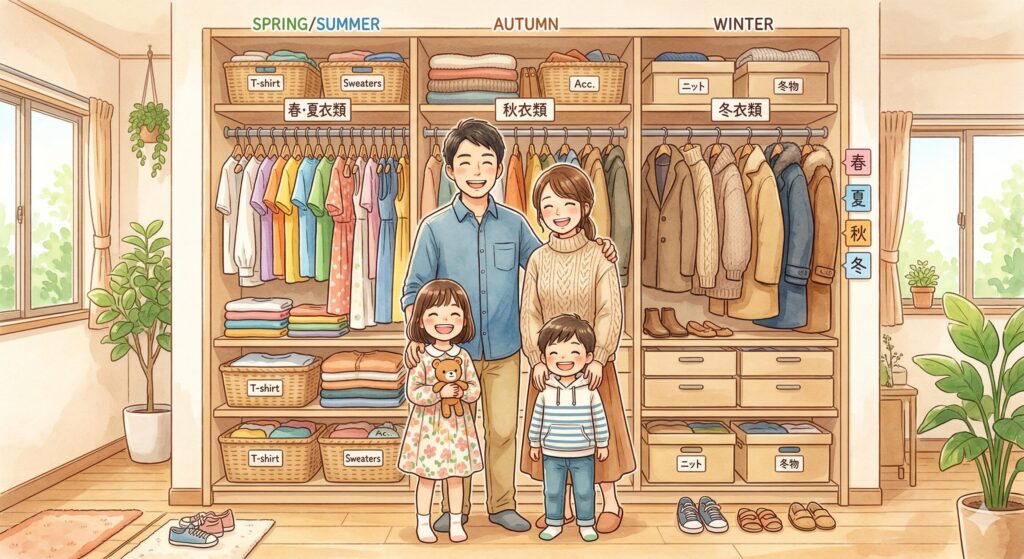 店舗と宅配を使い分けて衣類管理を整えた暮らしのイメージ